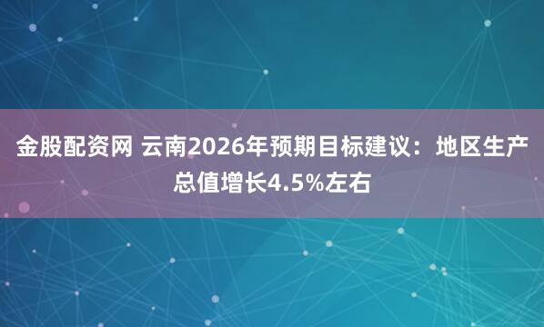 金股配资网 云南2026年预期目标建议：地区生产总值增长4.5%左右